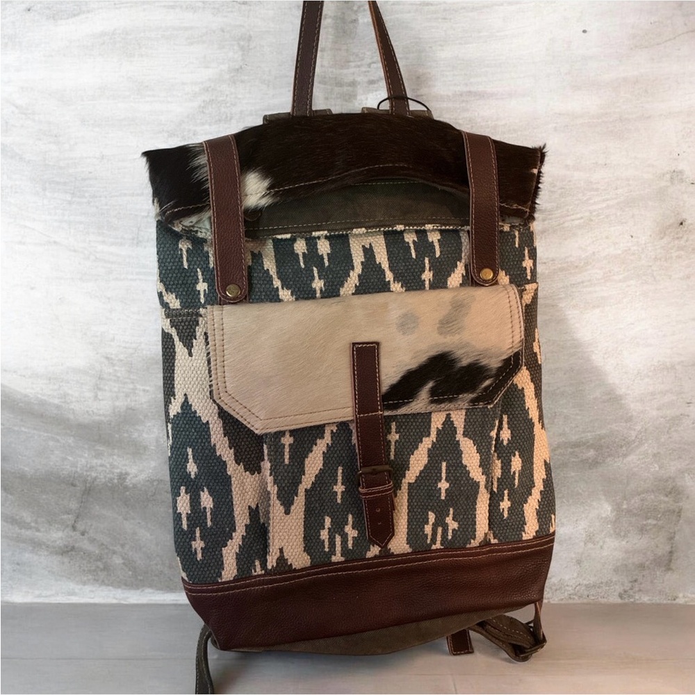 Genuine, Cowhide Backpack - Brown and Cream